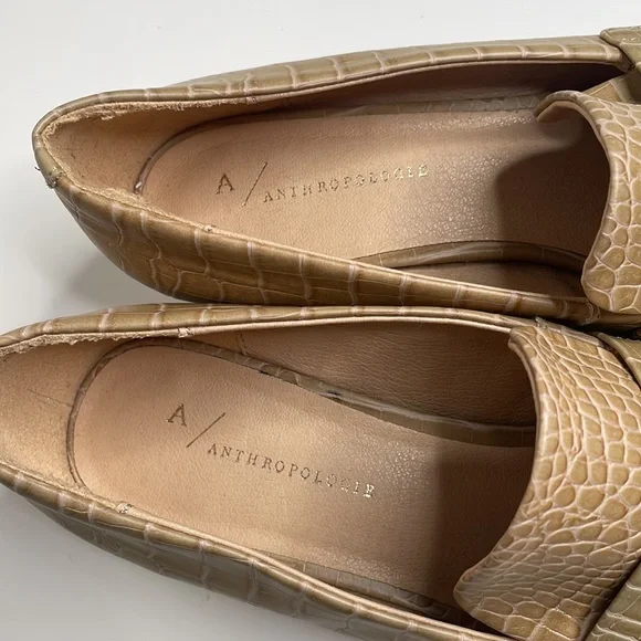 Anthropologie Hadley embossed leather Block-Heeled Loafers in Honey / size 9 - Picture 6 of 13